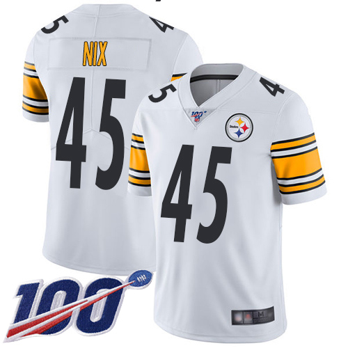 Men Pittsburgh Steelers Football #45 Limited White Roosevelt Nix Road 100th Season Vapor Untouchable Nike NFL Jersey